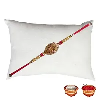 Antique Gold Crystal Diamond Rakhi For Brother-thumb1