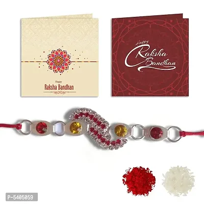 Crystal Red and White Diamond Designer Rakhi For Brother