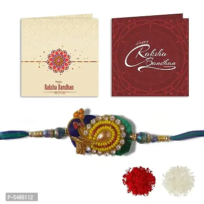 Multicolor Peacock Culcutta Rakhi For Brother-thumb0