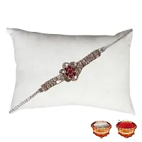 Silver White Diamond Rakhi For Brother-thumb1