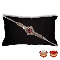 Silver White Diamond Rakhi For Brother-thumb2