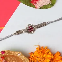 Silver White Diamond Rakhi For Brother-thumb3