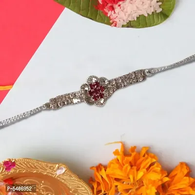 Silver White Diamond Rakhi For Brother-thumb4