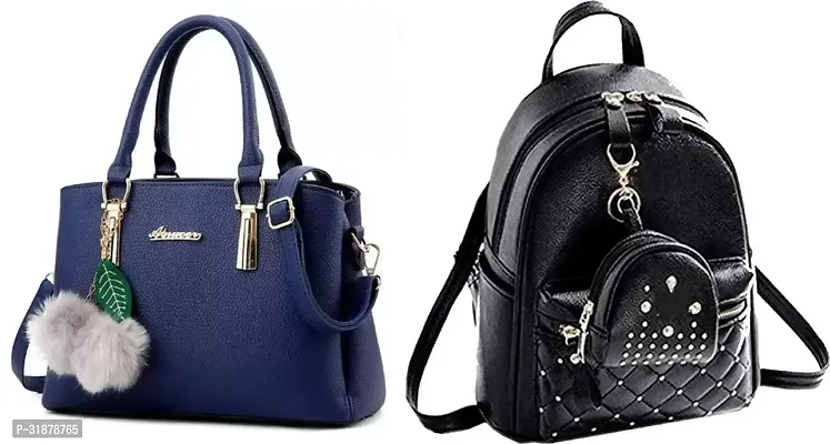 Classy Handbag With Backpacks For Women Pack Of 2