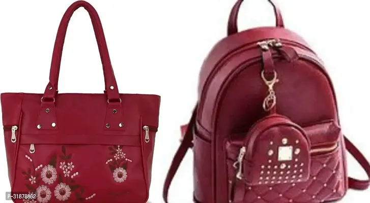 Classy Handbag With Backpacks For Women Pack Of 2