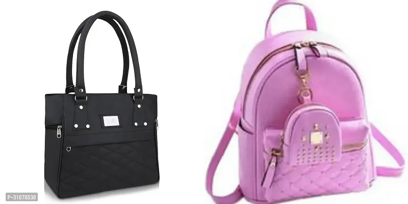 Classy Handbag With Backpacks For Women Pack Of 2