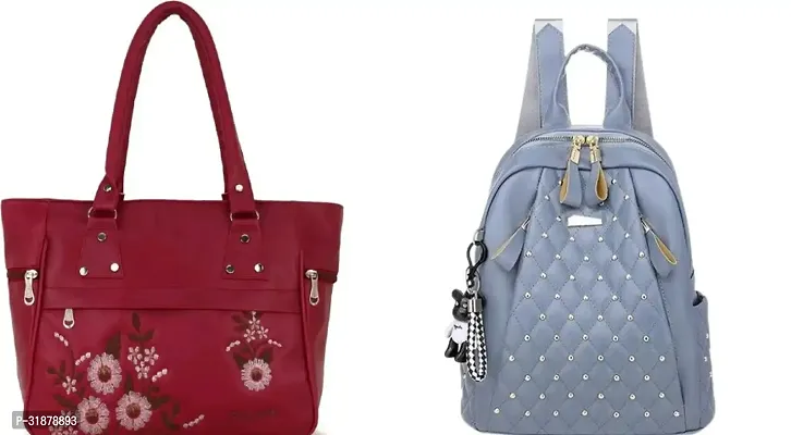 Classy Handbag With Backpacks For Women Pack Of 2