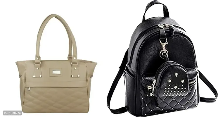 Classy Handbag With Backpacks For Women Pack Of 2