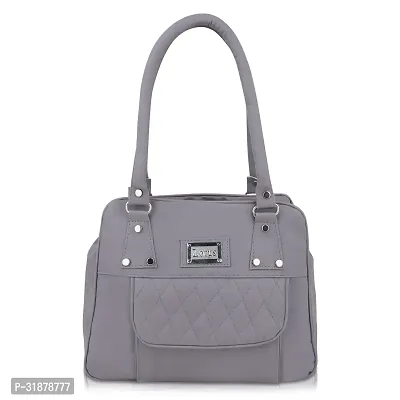 Stylish Grey Pu Solid Handbags For Women-thumb0