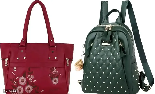 Classy Handbag With Backpacks For Women Pack Of 2