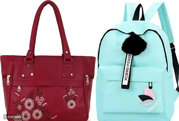 Classy Handbag With Backpacks For Women Pack Of 2