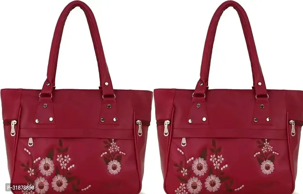 Stylish Multicolored Pu Solid Handbags For Women Pack Of 2