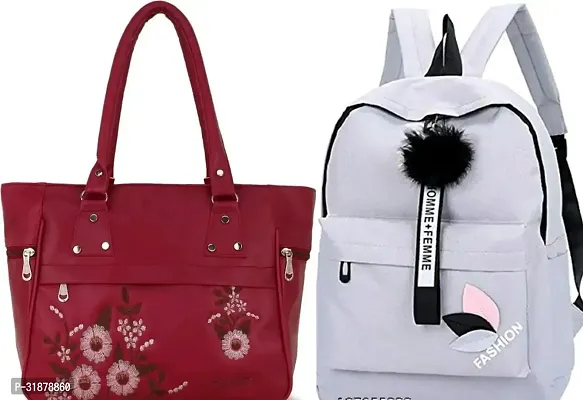 Classy Handbag With Backpacks For Women Pack Of 2