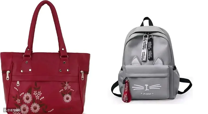 Classy Handbag With Backpacks For Women Pack Of 2