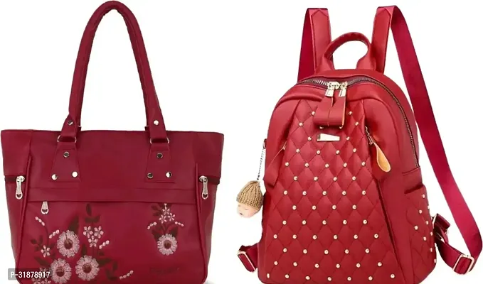 Classy Handbag With Backpacks For Women Pack Of 2