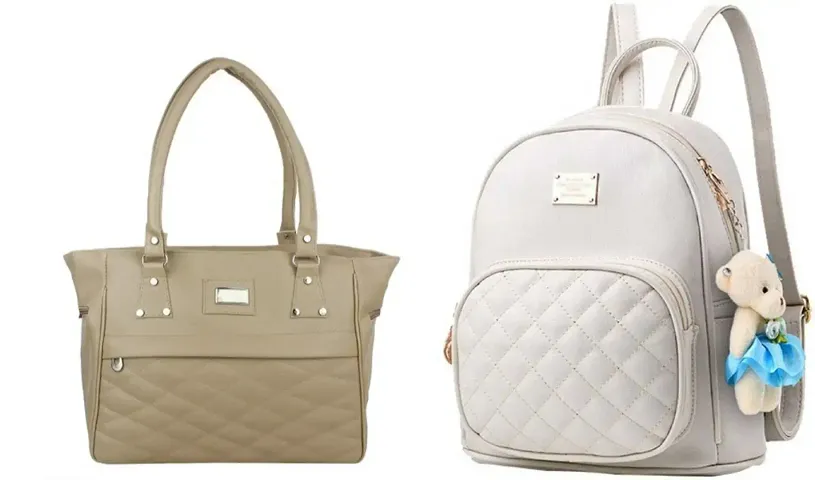 Affordable Combos Of 2 - PU Handbag And Backpack For Women