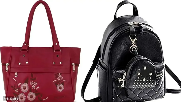 Classy Handbag With Backpacks For Women Pack Of 2