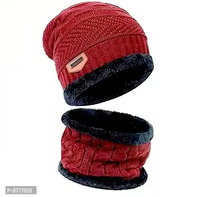 Mens And Womens Woolen Cap And Neck Scarf-thumb4