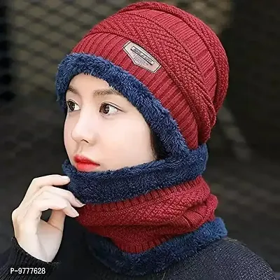 Mens And Womens Woolen Cap And Neck Scarf-thumb3