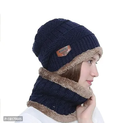 Stylish Trending Woolen Cap With Neck Scarf For Women