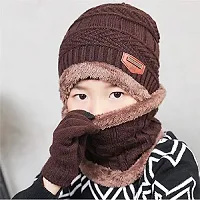 Stylish Trending Woolen Cap With Neck Scarf For Women-thumb3