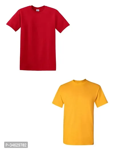 Stylish Multicoloured Cotton Blend Solid Tees T Shirts For Men Pack Of 2-thumb0