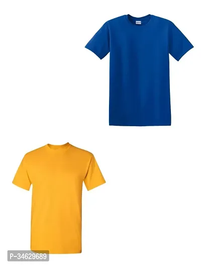 Stylish Multicoloured Cotton Blend Solid Tees T Shirts For Men Pack Of 2-thumb0