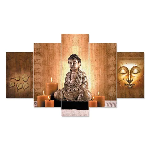 Mahadev Handicraft Set of Five Framed Wall Painting for Home Decoration , Paintings for Living room , Bedroom , Big Size 3D Scenery ( 75 X 43 CM)