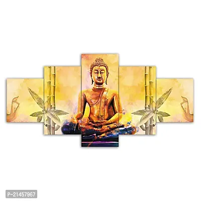 Mahadev Handicraft Set of Five Framed Wall Painting for Home Decoration , Paintings for Living room , Bedroom , Big Size 3D Scenery ( 75 X 43 CM)-thumb0