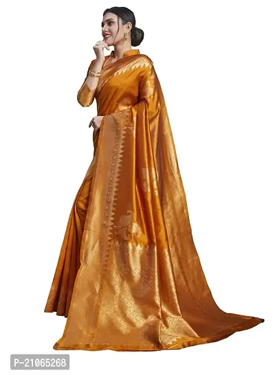 Shree Enterprises Women?s Jacquard Banarasi Saree With Unstitched Blouse Piece (Mustard)