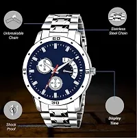 Analog Dial Day Functioning Stainless Steel Strap Watch Watches for Men Chronograph Business Wrist Watches Date Calendar-thumb2