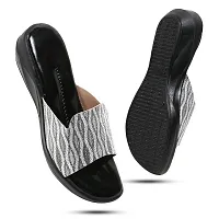 Stylish Wedges Sandal For Women (BlackSilver)-thumb1