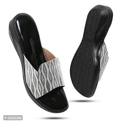 Stylish Wedges Sandal For Women (BlackSilver)-thumb2