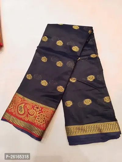 Elegant Black Art Silk Woven Design Saree with Blouse piece