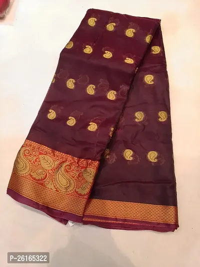 Elegant Brown Art Silk Woven Design Saree with Blouse piece
