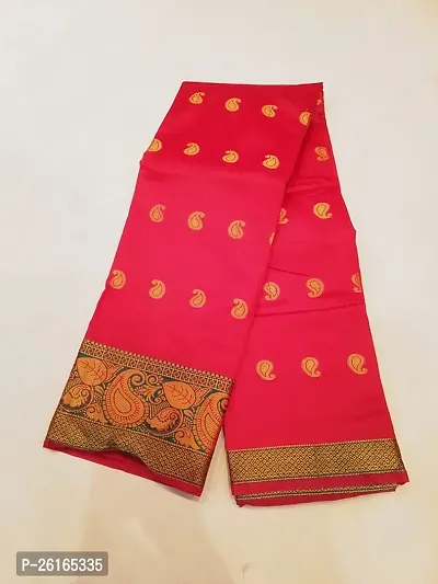 Elegant Red Art Silk Woven Design Saree with Blouse piece-thumb0