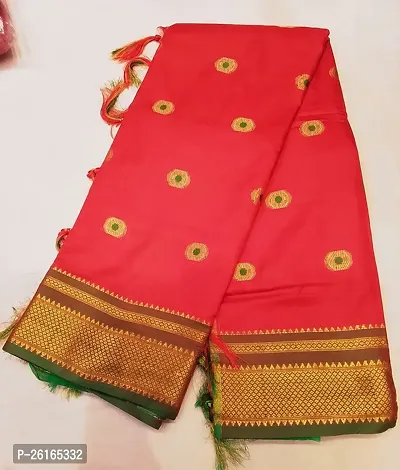 Elegant Red Art Silk Woven Design Saree with Blouse piece-thumb0