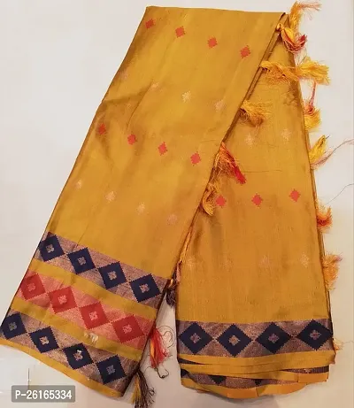 Elegant Golden Art Silk Woven Design Saree with Blouse piece