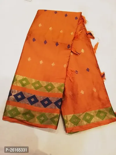 Elegant Orange Art Silk Woven Design Saree with Blouse piece