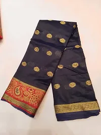 Elegant Black Art Silk Woven Design Saree with Blouse piece-thumb1