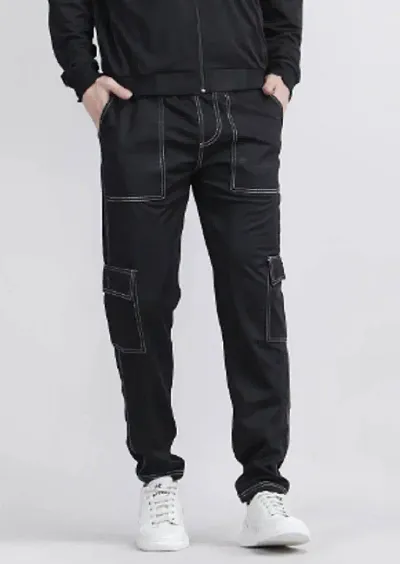 Stylish Black Cotton Blend Cargo For Men