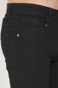 Stylish Black Polycotton Solid Low-Rise Jeans For Men-thumb4