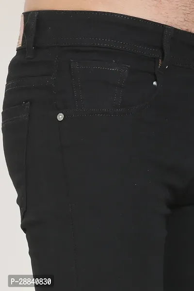 Stylish Black Polycotton Solid Low-Rise Jeans For Men-thumb5