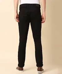 Stylish Black Denim Solid Mid-Rise Jeans For Men-thumb1