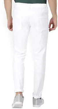 Stylish White Denim Solid Mid-Rise Jeans For Men-thumb1