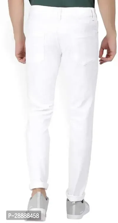 Stylish White Denim Solid Mid-Rise Jeans For Men-thumb2