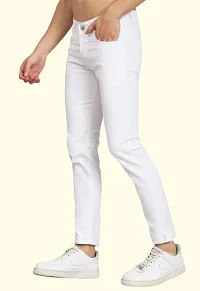 Stylish White Denim Solid Mid-Rise Jeans For Men-thumb2