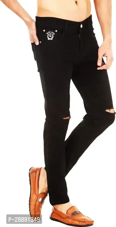 Stylish Black Denim Mid-Rise Jeans For Men-thumb4