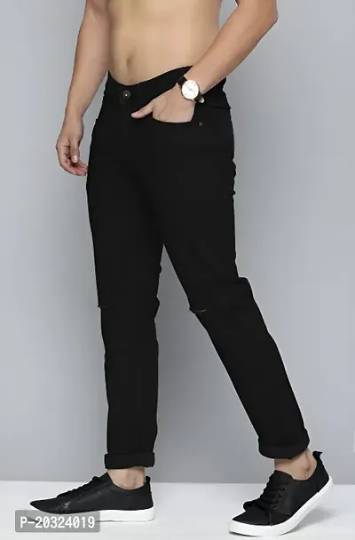 Stylish Black Denim  High-Rise Jeans For Men-thumb4