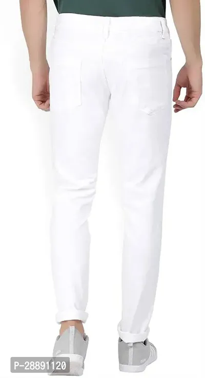 Stylish White Cotton Blend Mid-Rise Jeans For Men-thumb2